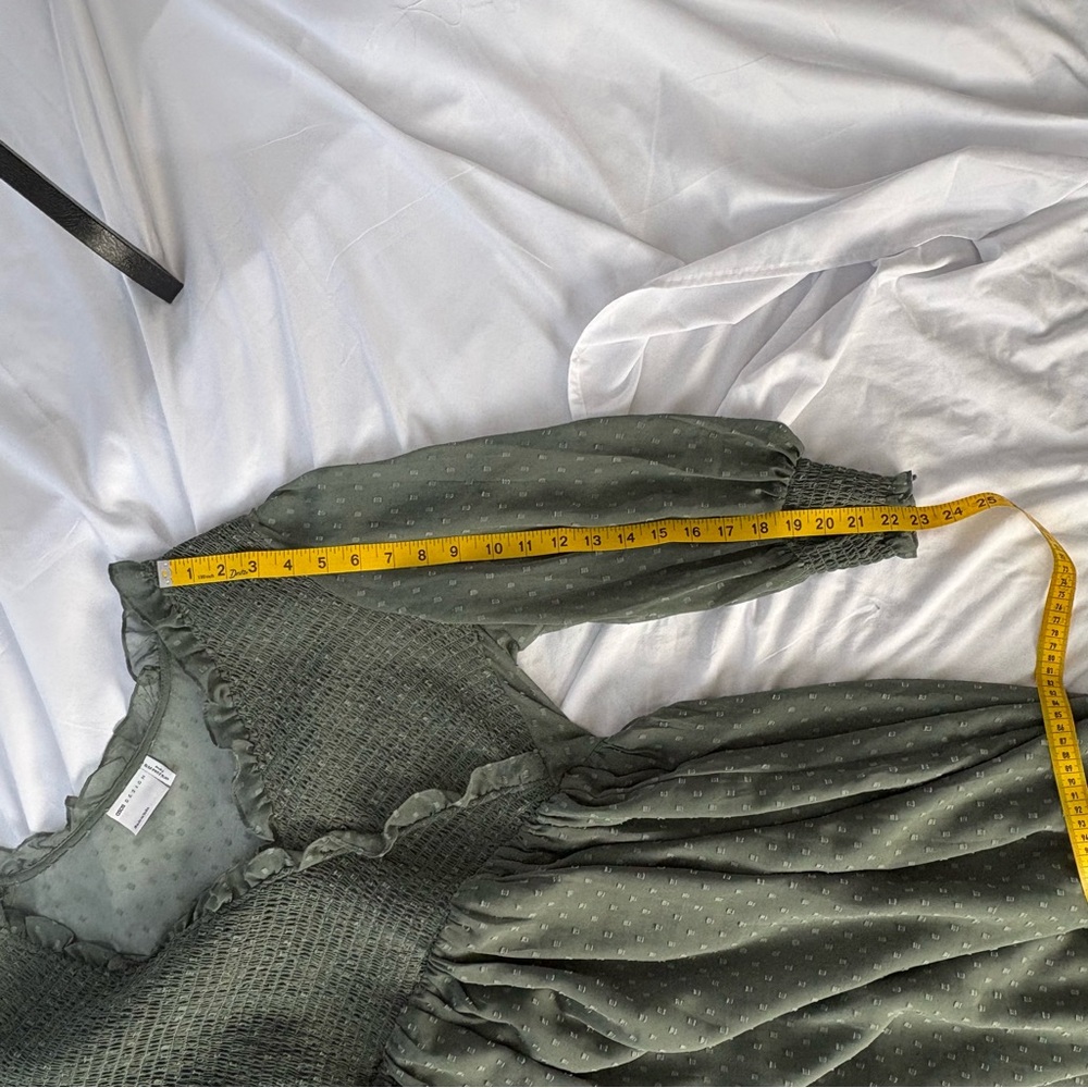 ASOS | ASOS Design Green Long Sleeve MIDI Dress Cuffed Sleeves Sz US 12 - Picture 5 of 5